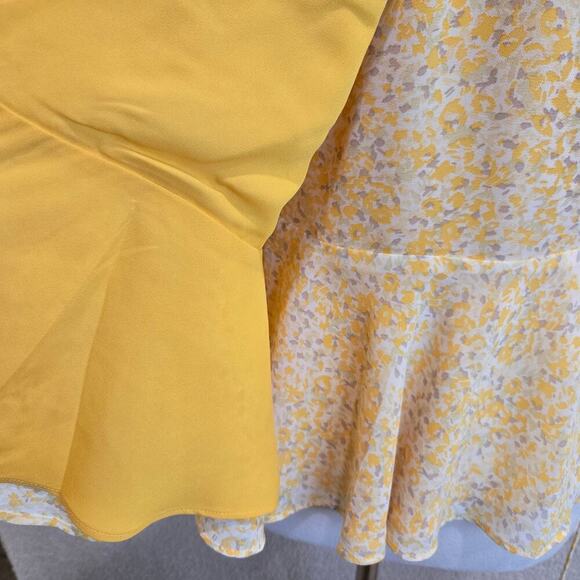 Skies Are Blue Floral Wrap Blouse Flutter Sleeve Sz S Cottage Core Femme - Picture 8 of 11